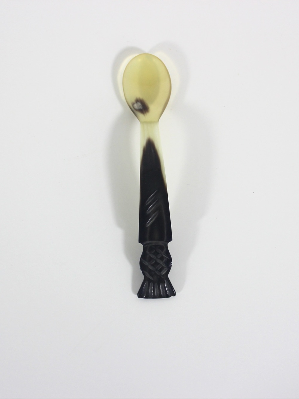 Vintage Carved Natural Horn Scottish Thistle or Pineapple Spoon